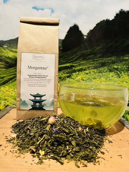 Aromatisierter Grüner Tee "Morgentau" Aufguss 