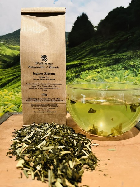 Aromatisierter Grüner Tee "Ingwer-Zitrone" Aufguss